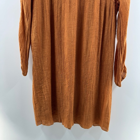 Rebellion Boho Orange Crochet Yoke Dress Size Large - Picture 3 of 8